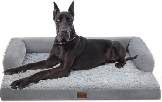XXL Dog Bed with Bolsters, Orthopedic Dog Beds for Extra Large Dogs, Waterproof Dogs Beds XLarge with Removable Washable Cover, Nonskid Bottom (XX-Large, Grey)