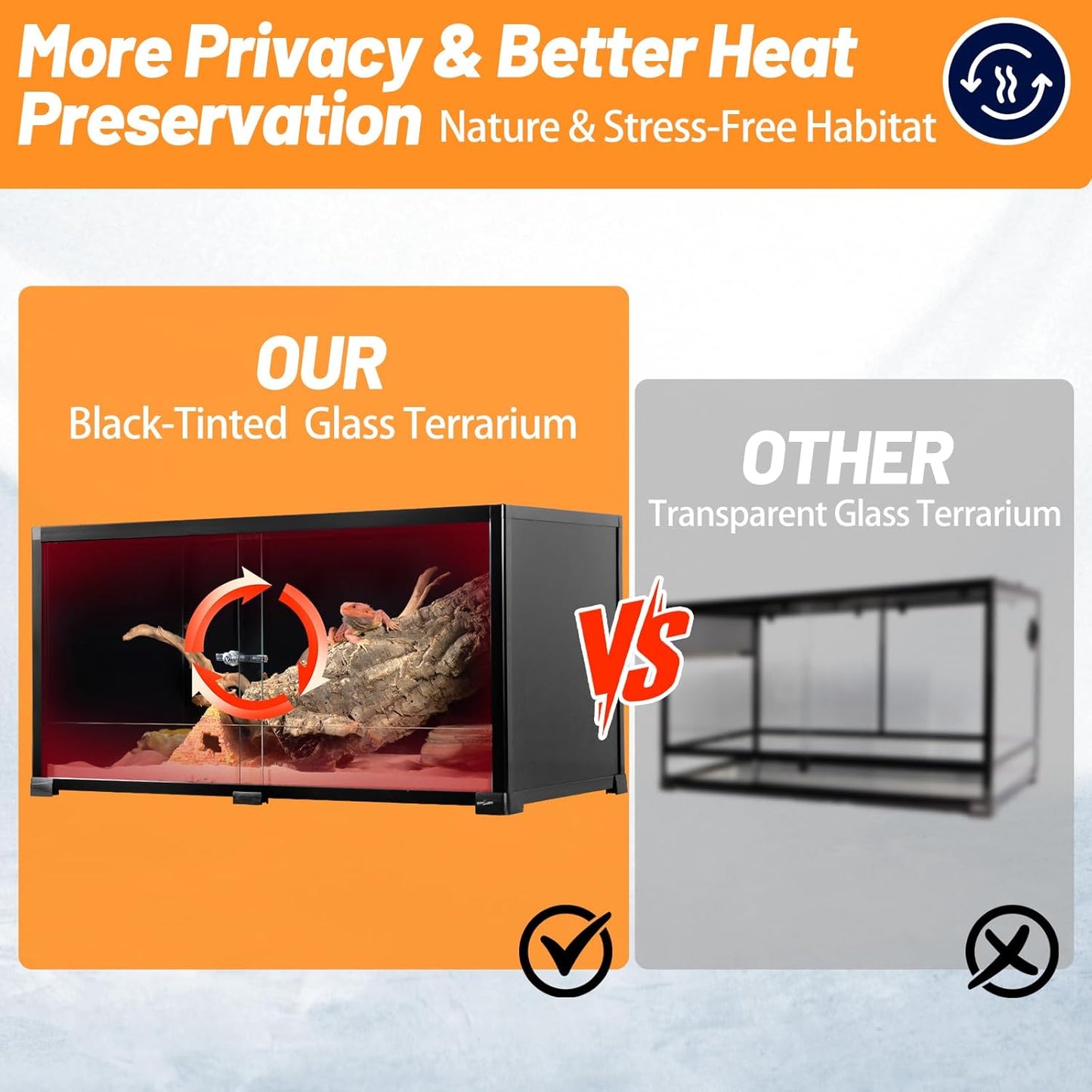 REPTI ZOO 50 Gallon Reptile Tank, 36" X 18" X 18" Reptile Terrarium, Black-Tinted ECO Glass Enclosure with Sliding Door & Mesh Top, Secure & Low-Stress Habitat for Bearded Dragon, Gecko, Snake, Lizard