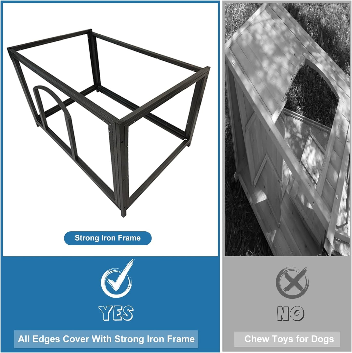 Dog House Outdoor Weatherproof 34.3" L Chew Proof Outside Dog Kennel for Small Medium Dogs with Strong Metal Chew Proof Frame Raised Design