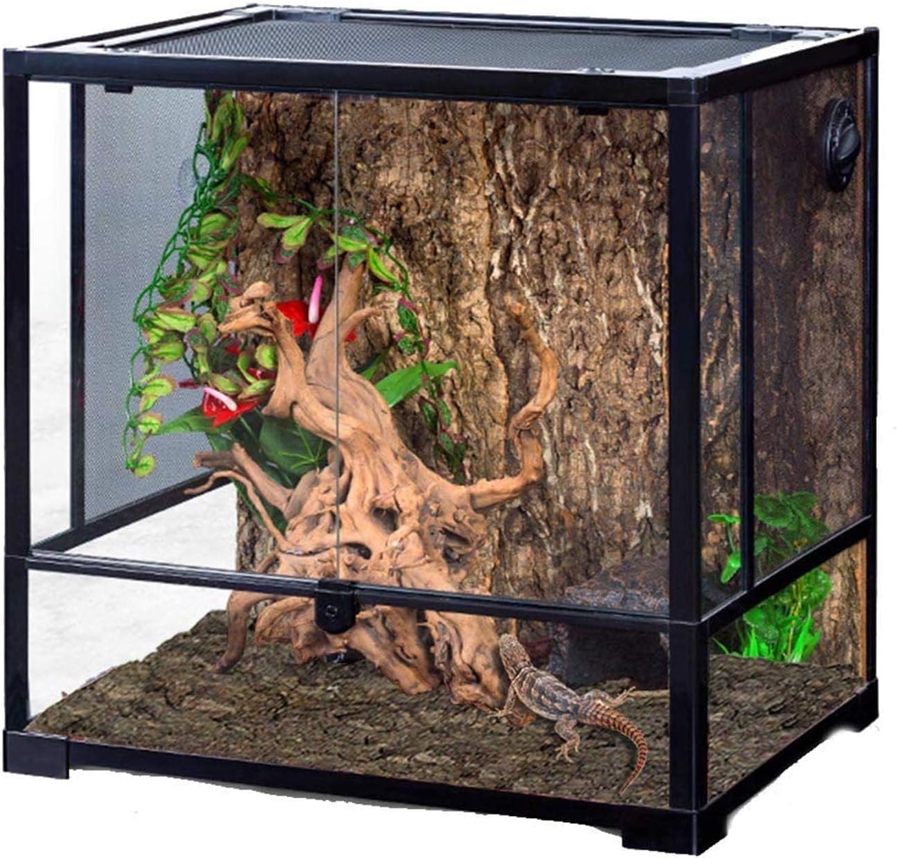 2PCS Cork Terrarium Background 15.7x11.8in Natural Cork Large Bark Backdrop Reptile Climbing Mat Habitat Decor for Spider Lizard Chamelon Turtle Beared Dragon