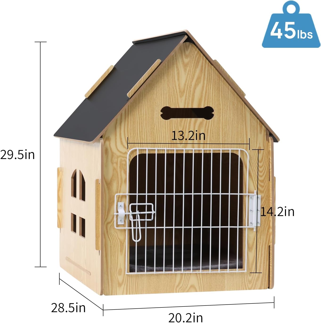 Dog House Indoor for Small Dogs or Cats, Cozy Wooden Design, Small Indoor Bed House, with Air Vents and Elevated Floor Warm Dog Cave