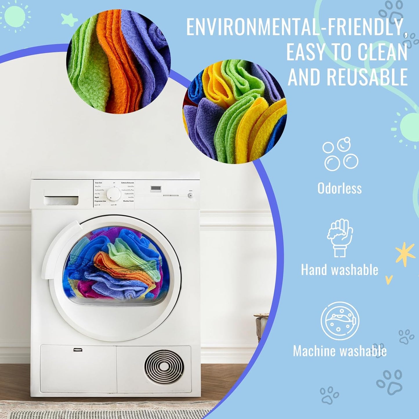 Pet Snuffle Ball, Puzzle Sniffing Interactive Dog Ball for Blind Dogs Training Stress Relief Dog Enrichment Toys Treat Machine Washable (15cm, Rainbow Color)