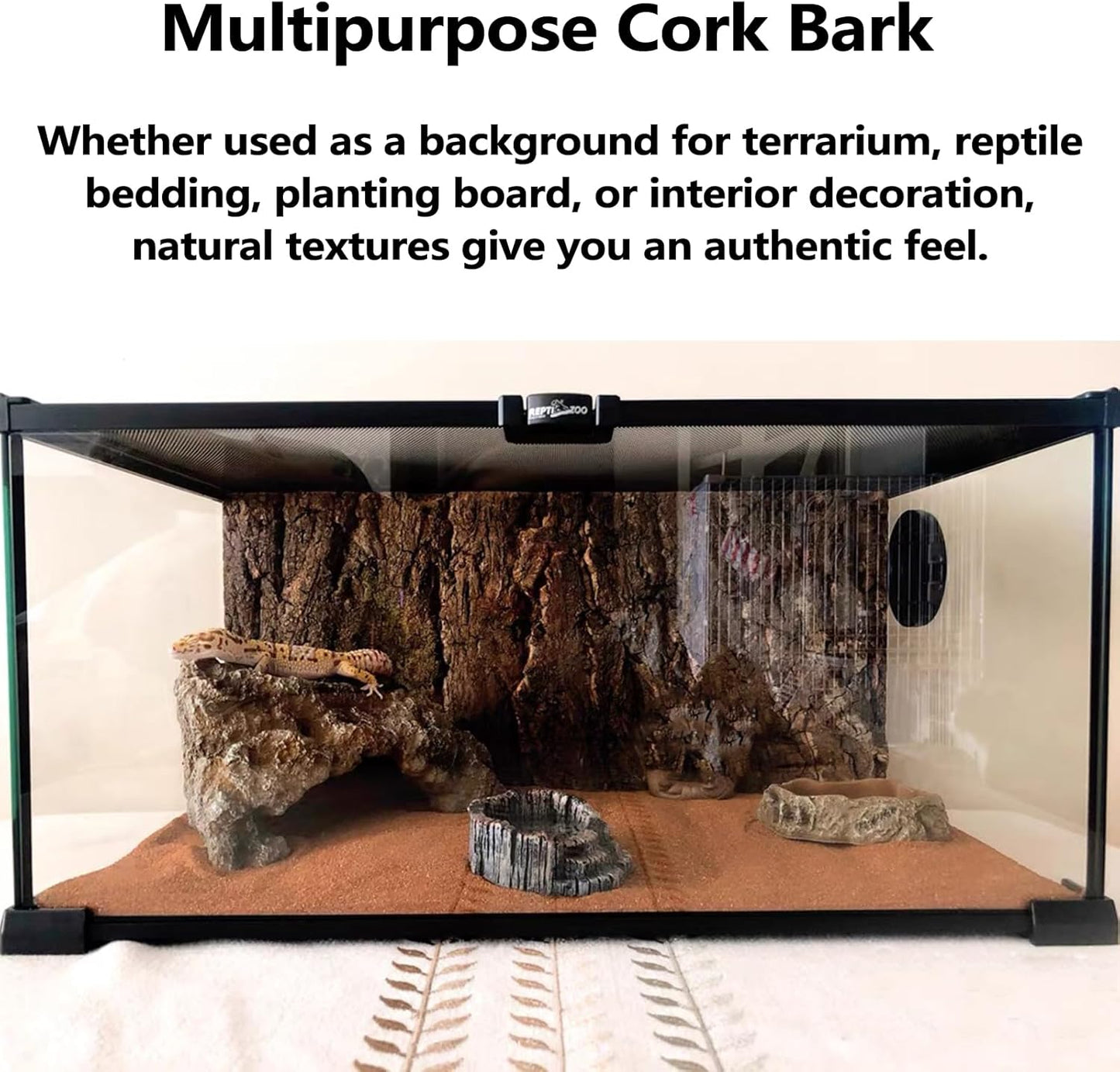 BNOSDM 4pcs Reptile Cork Bark Terrarium Background Bearded Dragon Tank Decor for Lizard Bearded Dragon Frog Leopard Gecko Tortoise Snake Chameleon