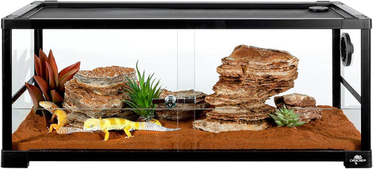 20 Gallon Reptile Tank, 30" x 12" x 12" Reptile Terrarium, Top Screen Ventilation, Sliding Door, Cable & Fogger Pass, Glass Enclosure for Bearded Dragon, Lizard, Gecko, Frog, Snake