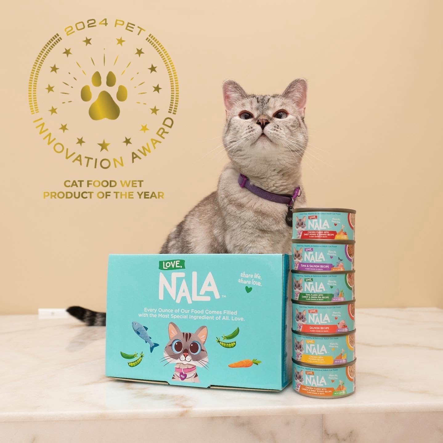 LOVE, NALA Grain-Free Wet Cat Food Pâté – 24 Pack – Natural Chicken & Fish Variety in Broth – Premium Whole Meat - Grain Free - Non GMO - Wet Food for Adult Cats