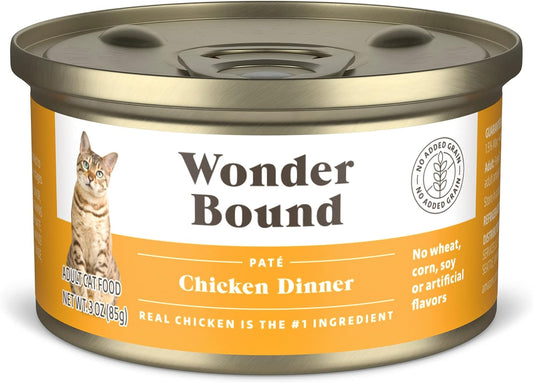 Amazon Brand - Wonder Bound Wet Cat Food, Paté, No Added Grain, 3 oz cans, Pack of 24 (Chicken)