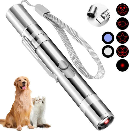 Cat Toy Pointer for Indoor Cats, USB Rechargeable Kitten Toys with 7 Adjustable Patterns, Interactive Chase Toys for Indoor Cats & Dogs, Training & Exercise Fun