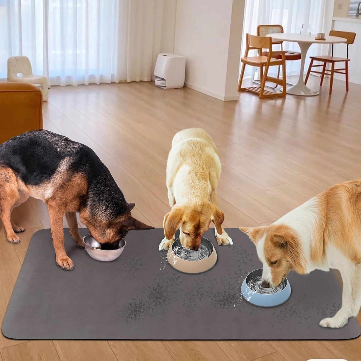 Quick Dry Absorbent Dog Food Mat, 36 x 23 in Diatom Anti-Slip Mud Dog Water Bowl Mat, No Messy Pet Feeding Mat Dogs Supplies for Large and Multiple Dogs