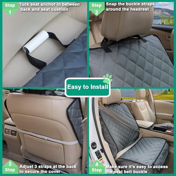 Waterproof Front Seat Cover Dog Car Seat Covers Nonslip and Full Protection with Side Flaps Fits Most Cars, Trucks, SUVs(Grey, 1Pack)