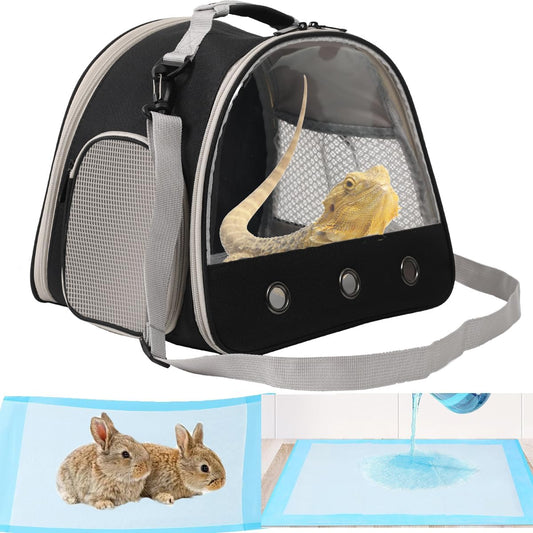 Small Animal Travel Carrier with Absorbent Pad Set, Pee Pad with Leak-Proof Quick-Dry Design for Guinea Pig,Portable Bearded Dragon Bag for Sugar Glider,Hedgehog,Rat,Bunny,Rat,Outdoor Used
