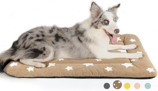 Mora Pets Dog Crate Pad Dog Kennel Bed Mat for Large Dogs Washable Cute Star Pet Bed for 36 inch Cage Ultra Soft Flat Puppy Cat Cushion for Cozy Sleeping Anti-Slip Brown 36 x 23