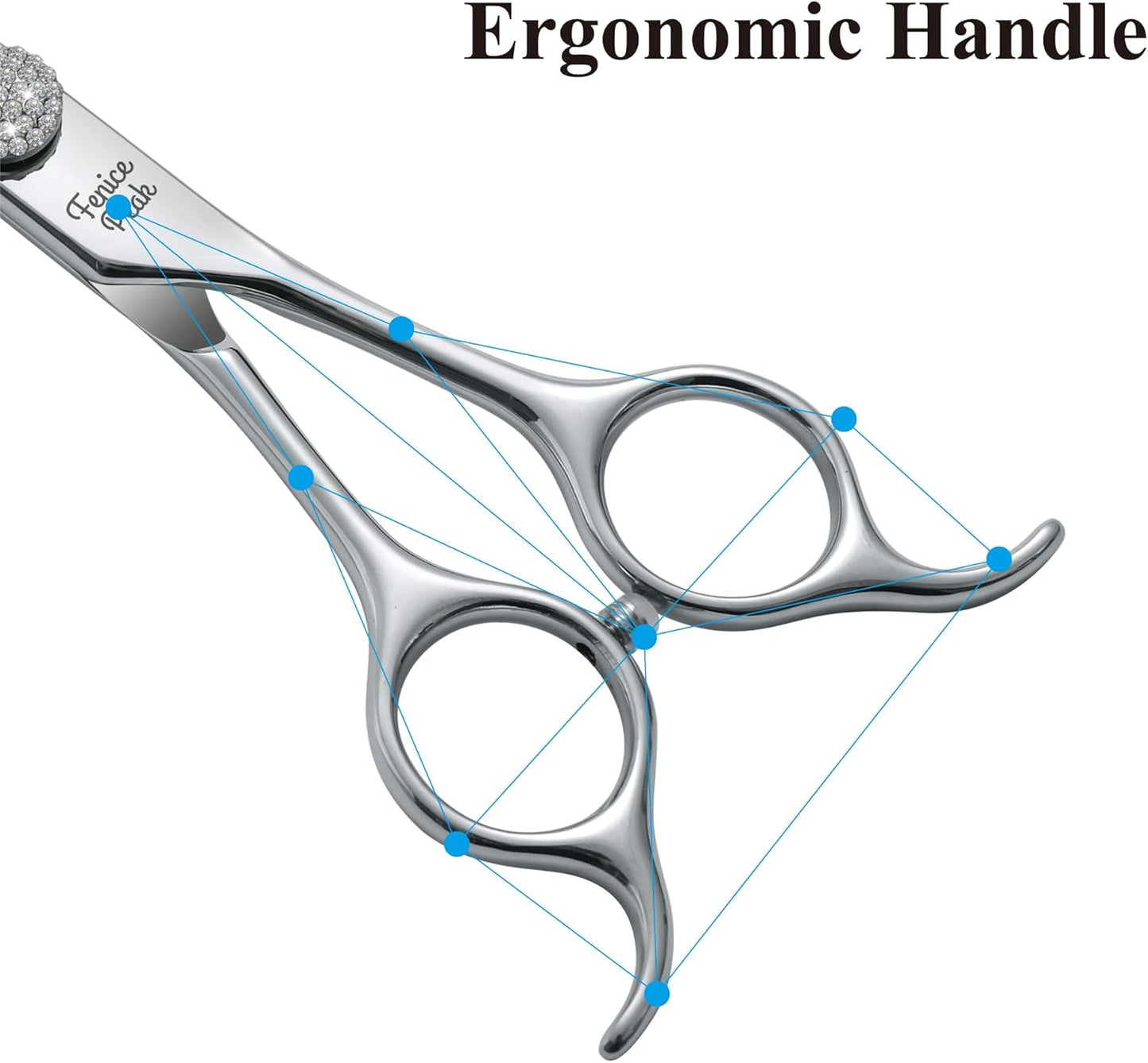 Fenice Peak 6.5‘’ Extra Curved Dog Grooming Scissors with Jewelled Screw 440C Stainless Steel Pet Grooming Bending Scissors with Symmetrical Handle for Professional Groomer and Home User