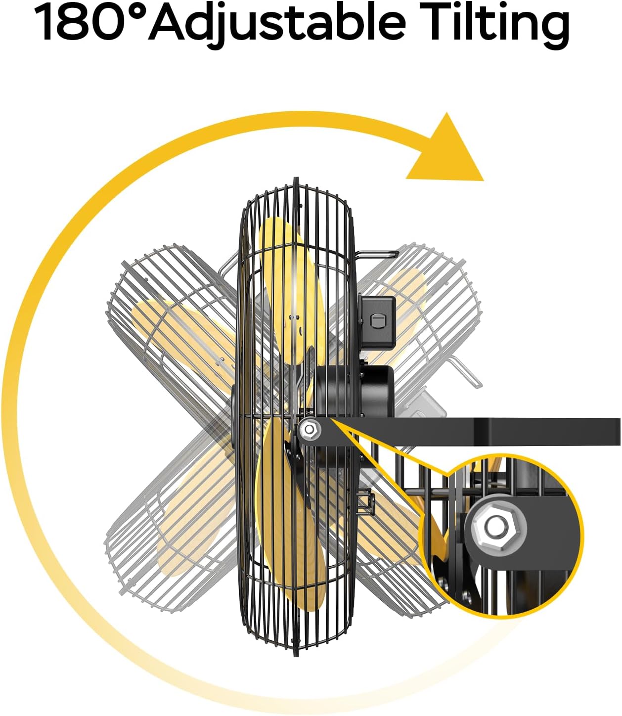 2800 CFM 12" Industrial Wall Mount Fan, High Velocity 3-Speed Professional Metal Wall Mounted Fan with Sealed Motor, Heavy Duty Fan Indoor for Covered Patio, Greenhouse, Gazebo, and Garage, UL Listed