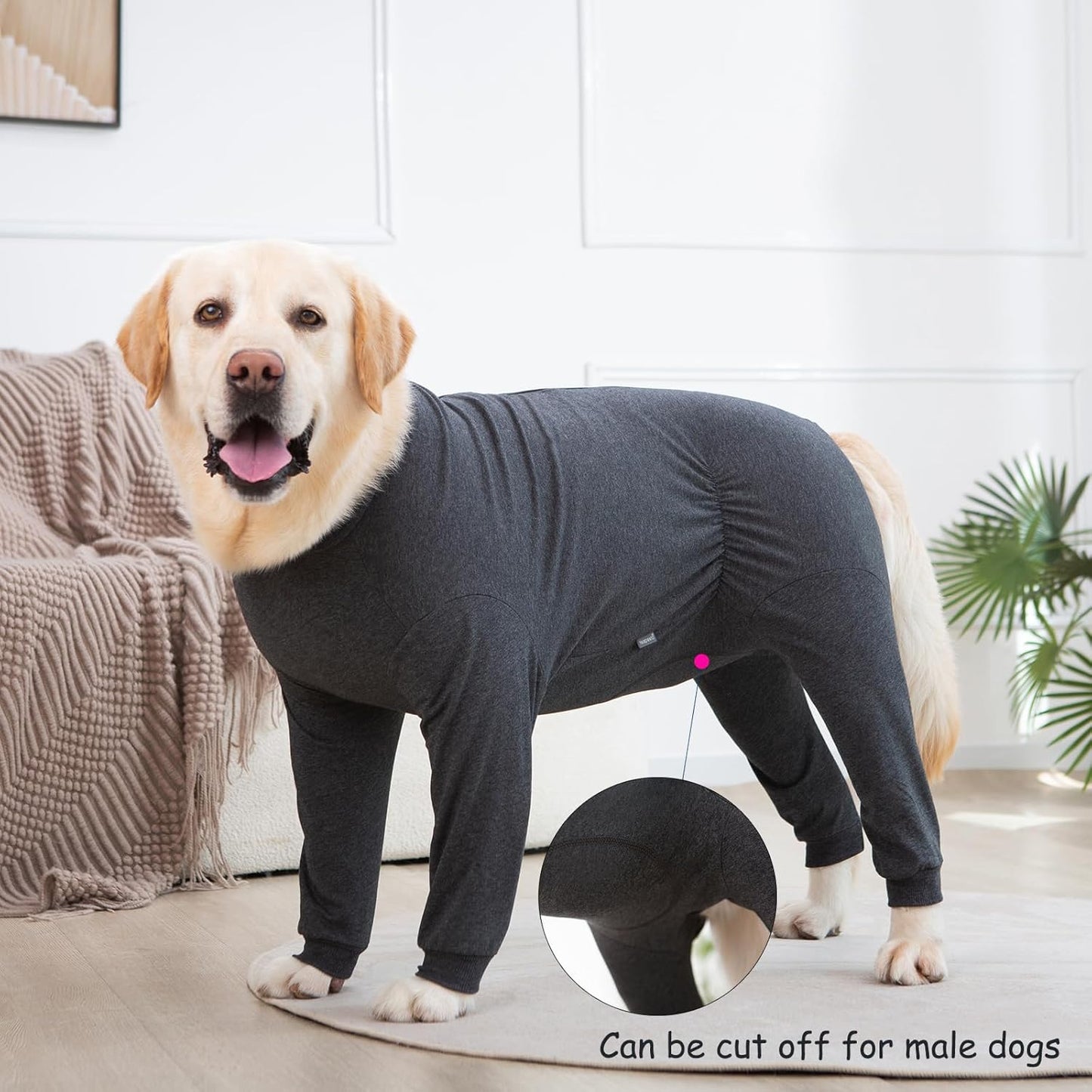 Yeapeeto Dog Onesie Surgery Recovery Suit for Large Medium Bodysuit Dogs Pajamas PJS Full Body for Shedding, Prevent Licking, Wound Protection, Cone Alternative(2XL,Dark Grey)