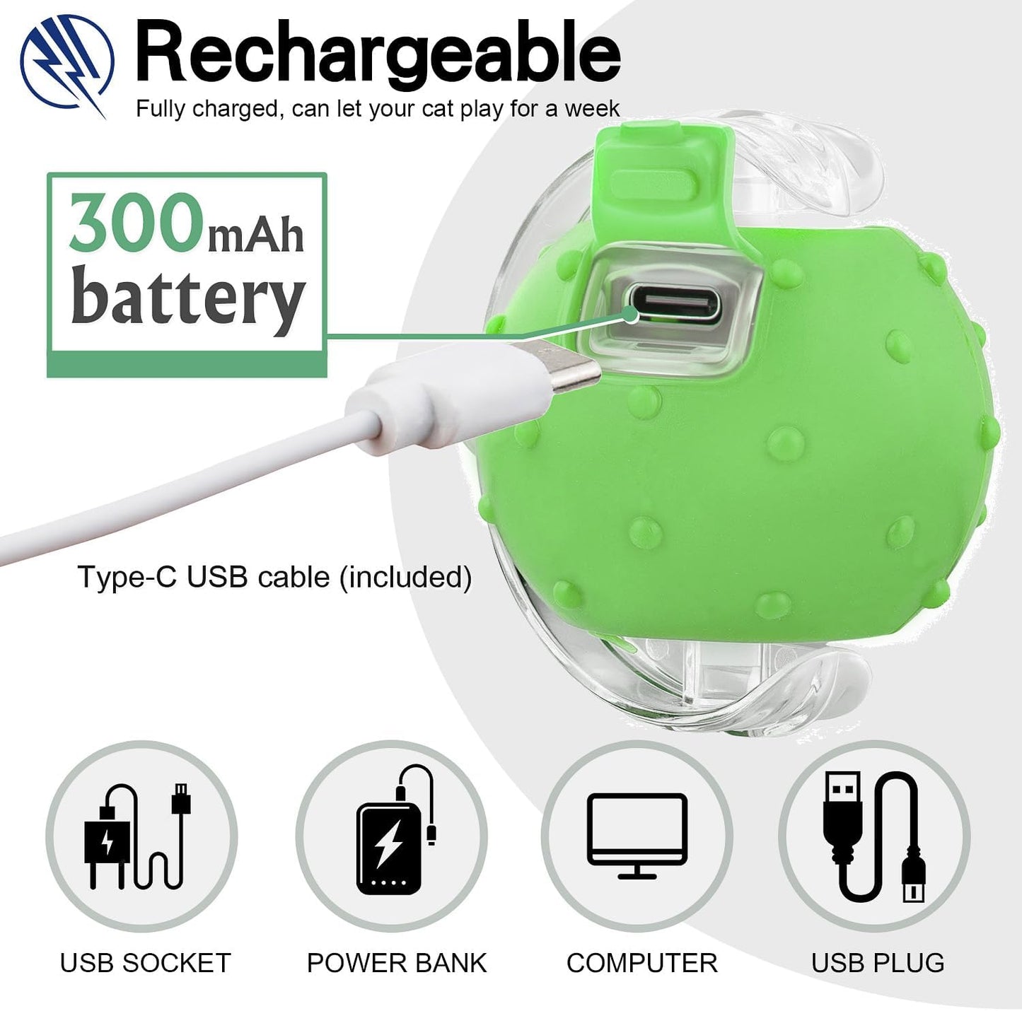 Red & Green Interactive Cat Toy Ball Combo – Automatic Agile Moving Cats Toys with 4 Tail Accessories, Bird Chirping & Motion Activated, Kitten Balls for Multi-Cat Households