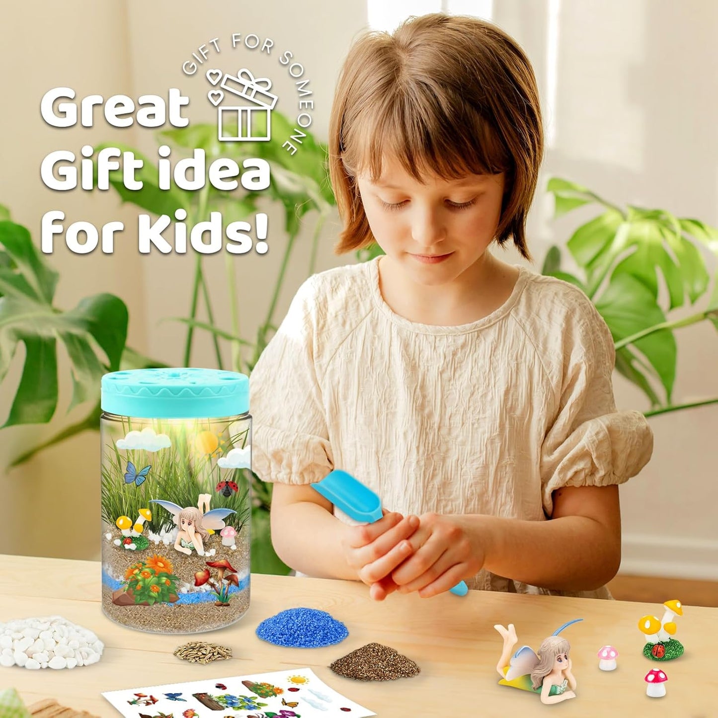Light Up Terrarium Kit for Kids,Fairy Gardening Kit for Boys and Girls,Creative Educational Gardening Toy,Arts and Crafts Activity Kits,Birthday Gifts for Ages 4 5 6 7 8-12