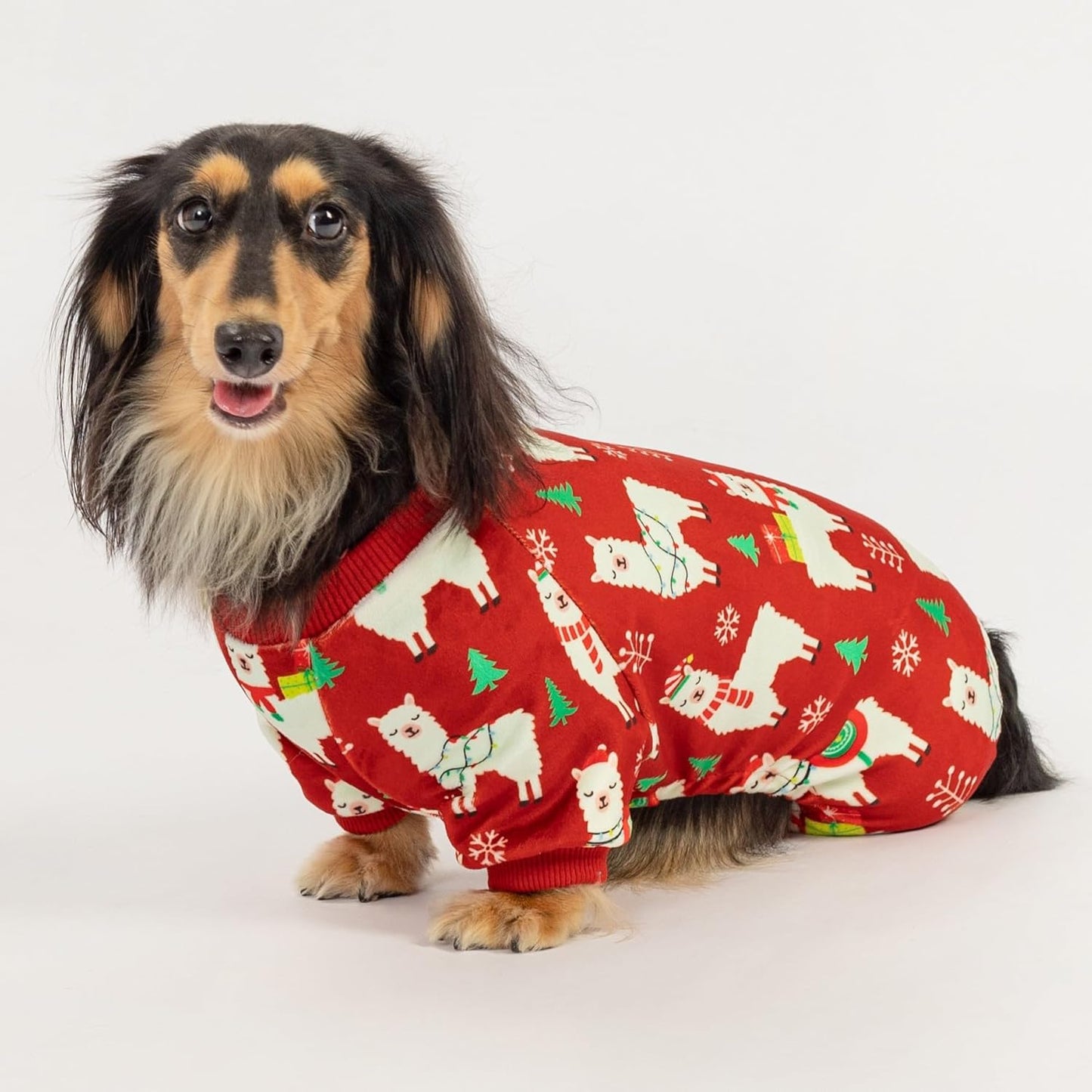 Fitwarm Christmas Alpaca Dog Pajamas, Christmas Clothes for Small Dogs Boy Girl, Holiday Pet Outfit, Red, Green, White, Small