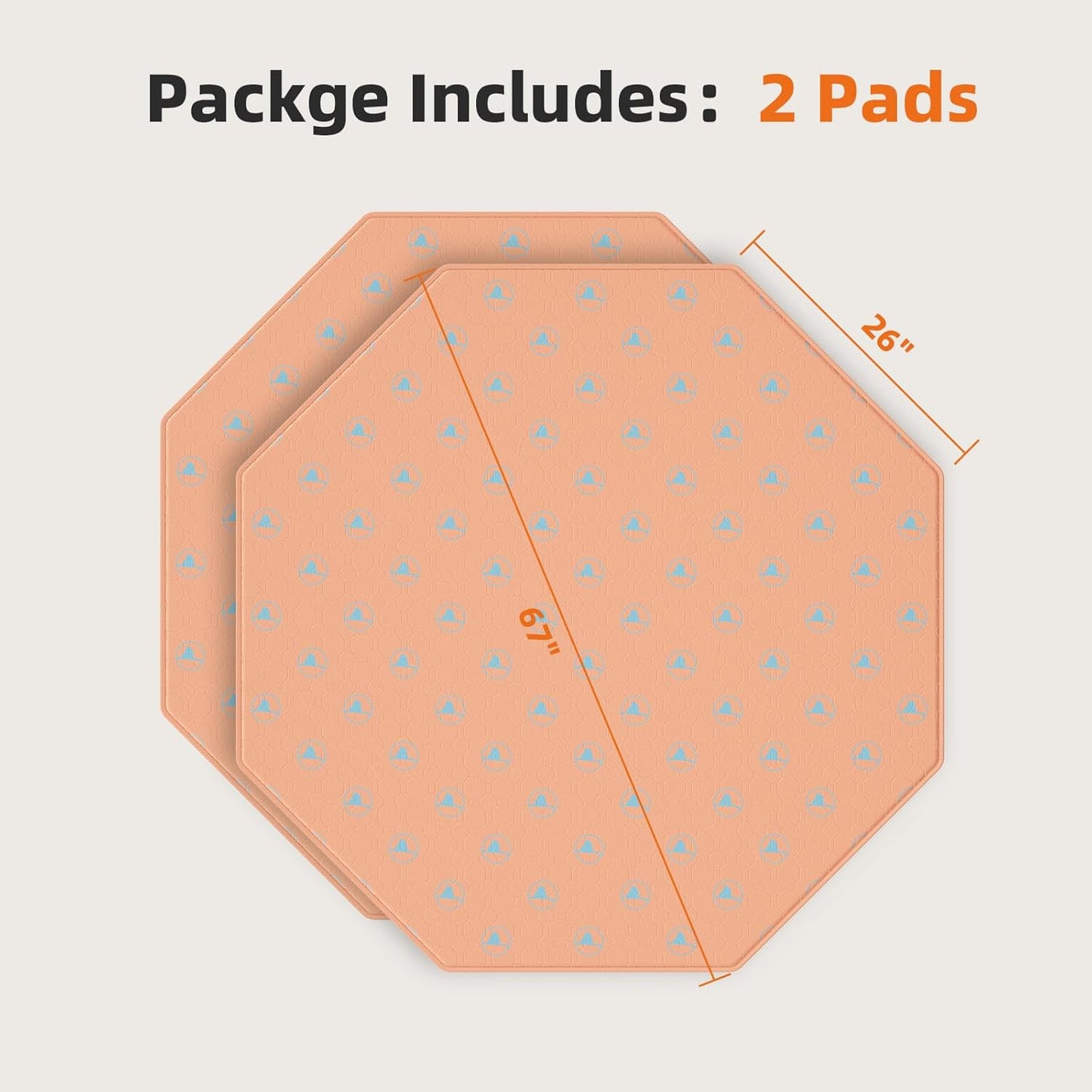 PJYuCien Washable Pee Pads for Dogs 2 Pack, 67" x 26" Octagonal Reusable Pee Pads for Dogs, Leak-Proof Pet Training Pads, Puppy Pads for Non-Slip, Designed for 24/30/36/42'' Width 8 Panels Pen