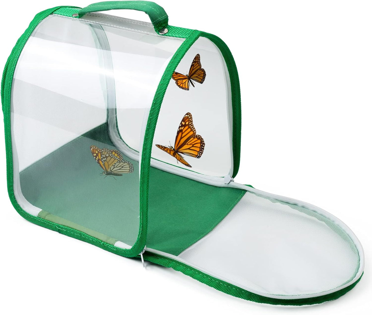 Small Butterfly Habitat, Insect Mesh Cage, Caterpillar Enclosure, Critter Cage, Bug Terrarium Portable Carry Handle Easy to Observe 8 x 8 x 8 Inches