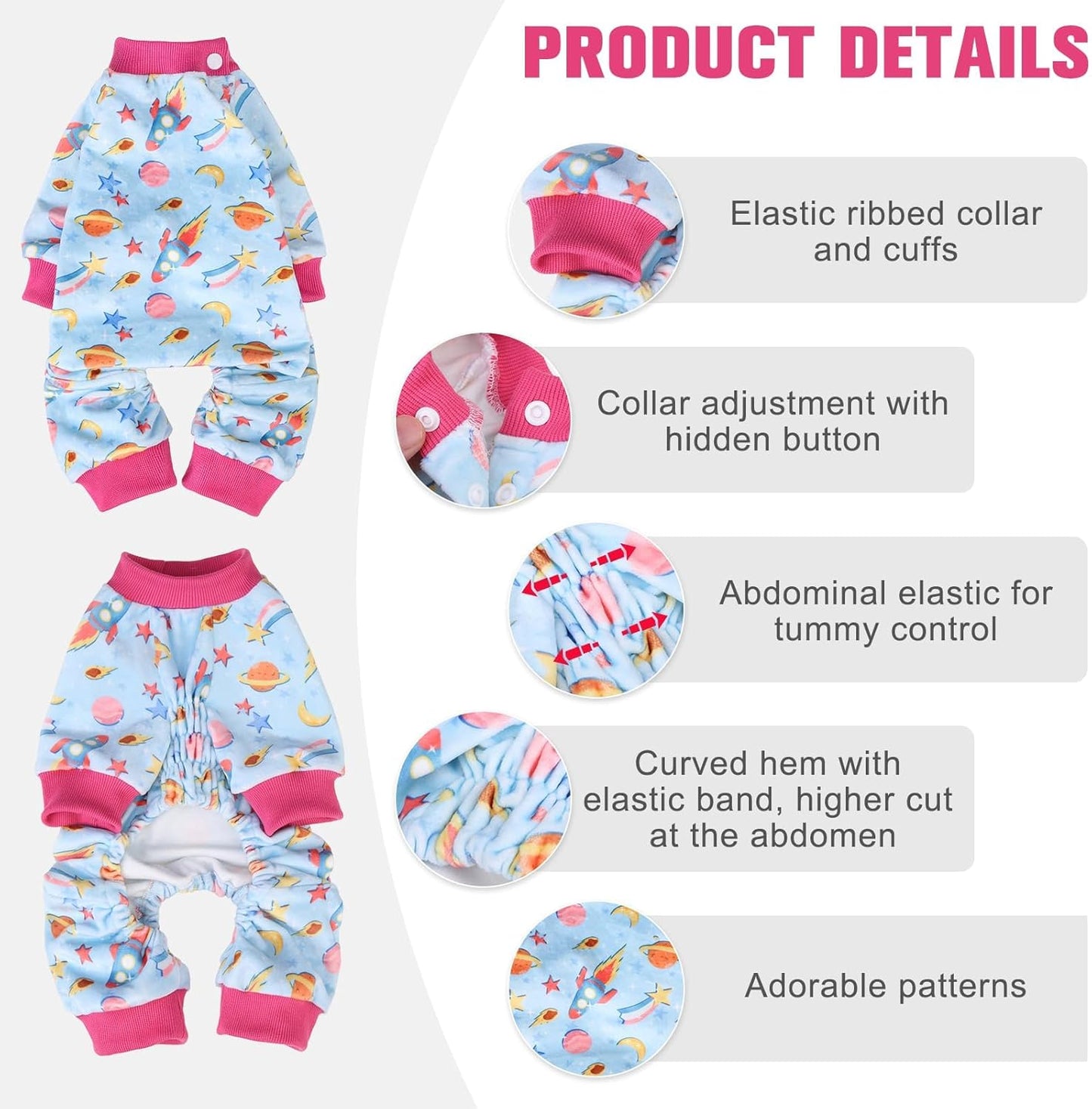 BEAUTYZOO Dog Pajamas Large Sized Dog, Summer Doggie Pajamas for Boy Girl, Soft Strechy Cotton Puppy Pjs Jammies Onesies for Men Women, Pet Jumpsuit Body Suit Cat Apparel Clothes, Blue XXL