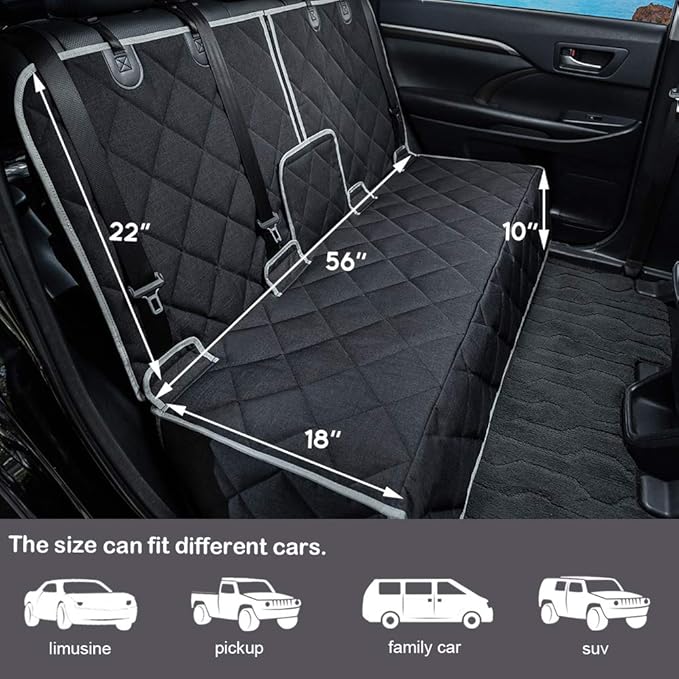 Dog Car Seat Cover Waterproof Dog Seat Cover for Cars Back Seat Heavy-Duty Nonslip Pet Car Seat Cover Protector Armrest Compatible for Trucks Cars & SUVs
