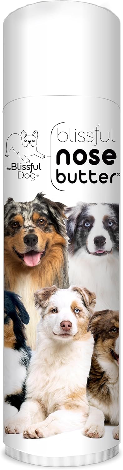 The Blissful Dog Australian Shepherd Nose Butter for Dry, Cracked Skin, Lick-Safe Dog Nose Balm with Moisturizing Shea Butter, Almond, Olive, and Essential Oils, Pet Supplies, Uncented, 0.50 oz.