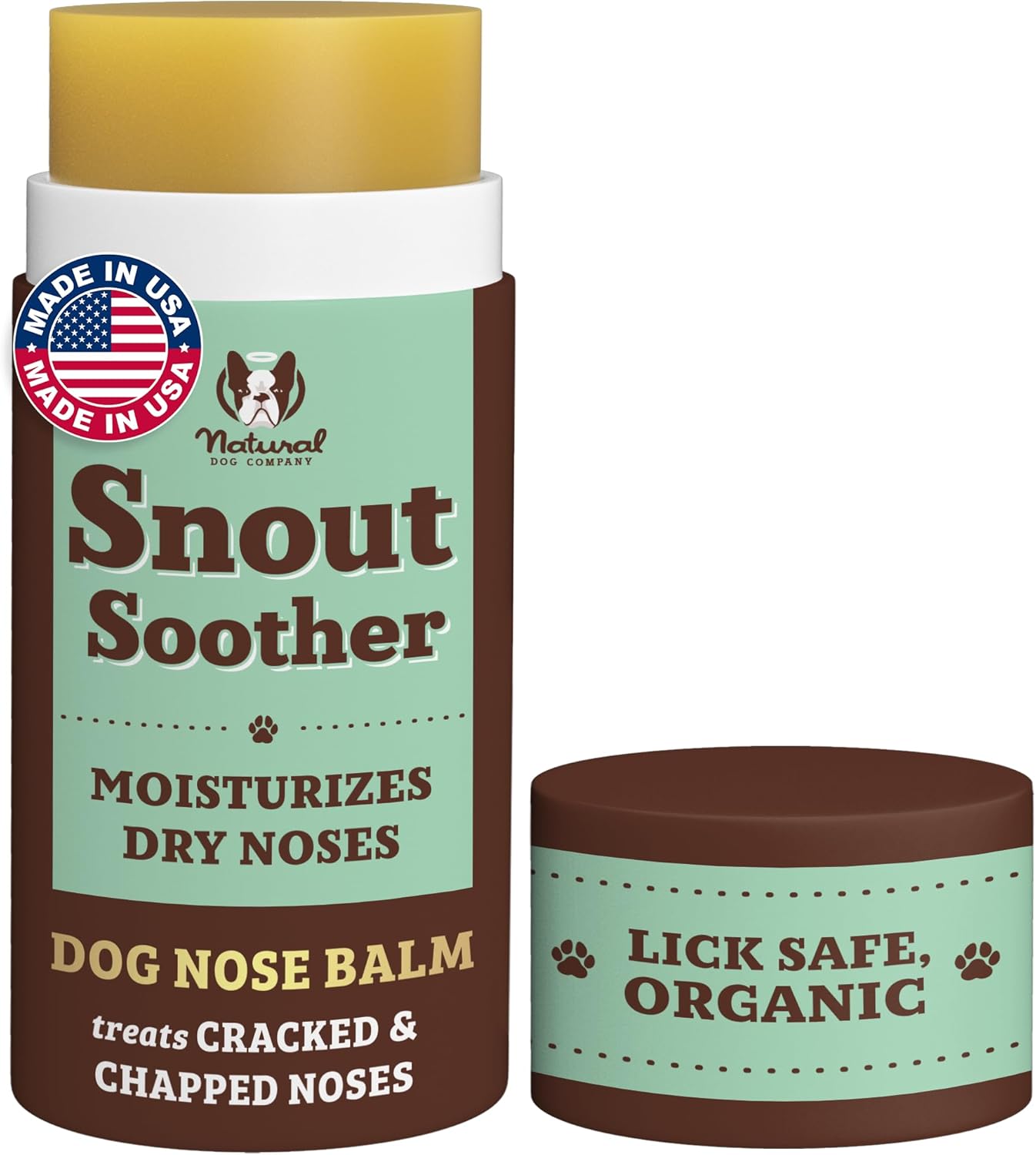 Natural Dog Company Snout Soother, Dog Nose Balm, Wax & Cream for Dry, Cracked Noses, Heals & Moisturizes with Shea Butter & Coconut Oil, Lick-Safe Nose Butter, Made in USA, 2 oz. Stick