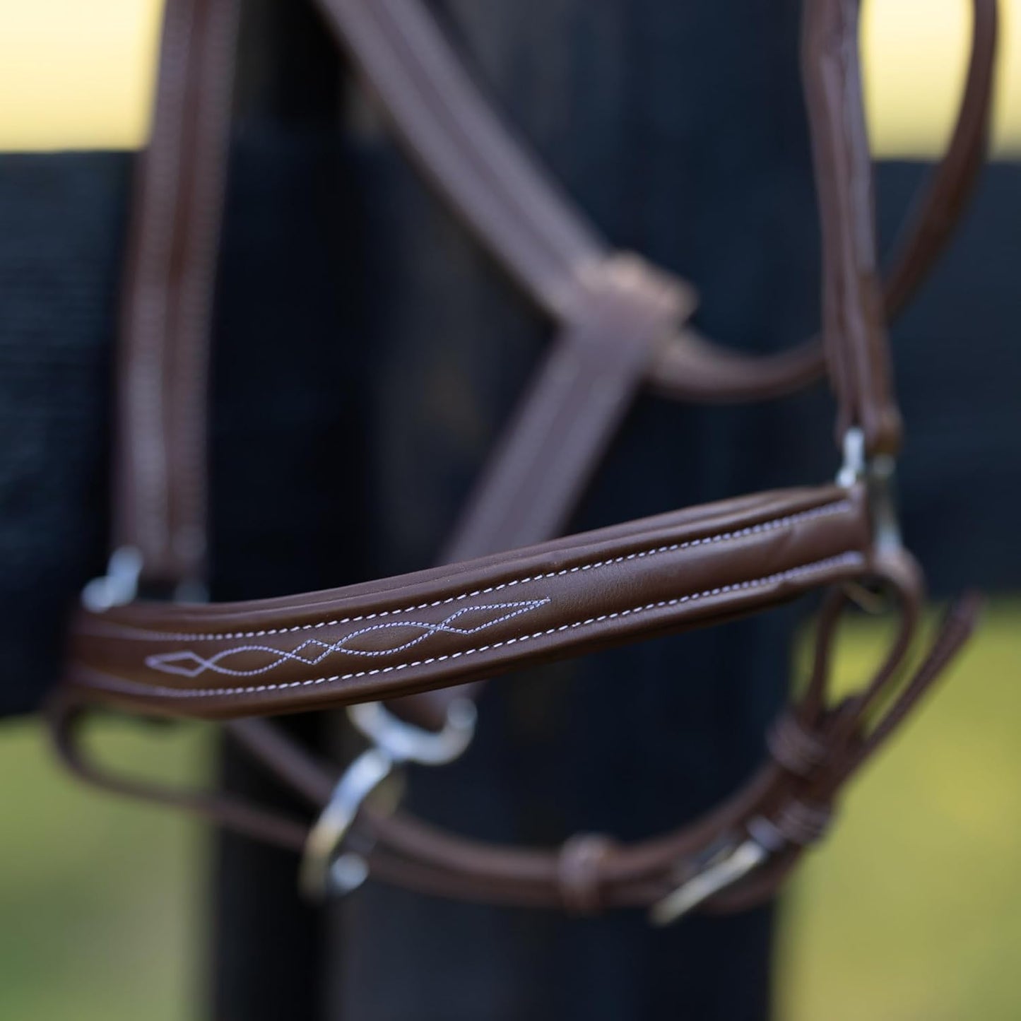 HORZE Warren Soft Adjustable Genuine Leather Horse Halter | Stainless Steel Hardware - Light Brown - Horse