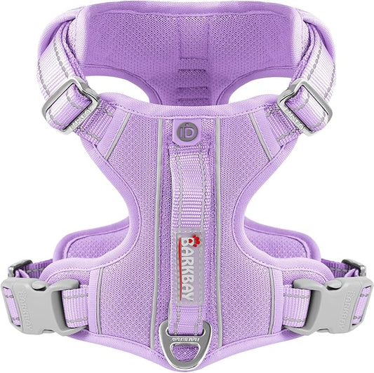 BARKBAY Dog Harness No Pull with ID Tag Pocket - Heavy Duty, Reflective, Easy Control for Large Dogs(Violet Purple,XL)
