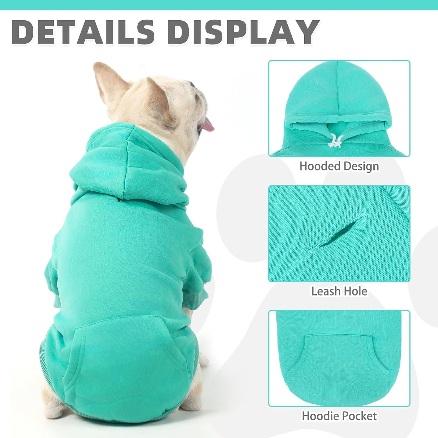 KOOLTAIL Basic Dog Hoodie - Soft and Warm Dog Hoodie Sweater with Leash Hole and Pocket, Dog Winter Coat, Cold Weather Clothes Sweatshirt for Small Medium Large Dogs Puppy Cat Boys Girls XL/XXL
