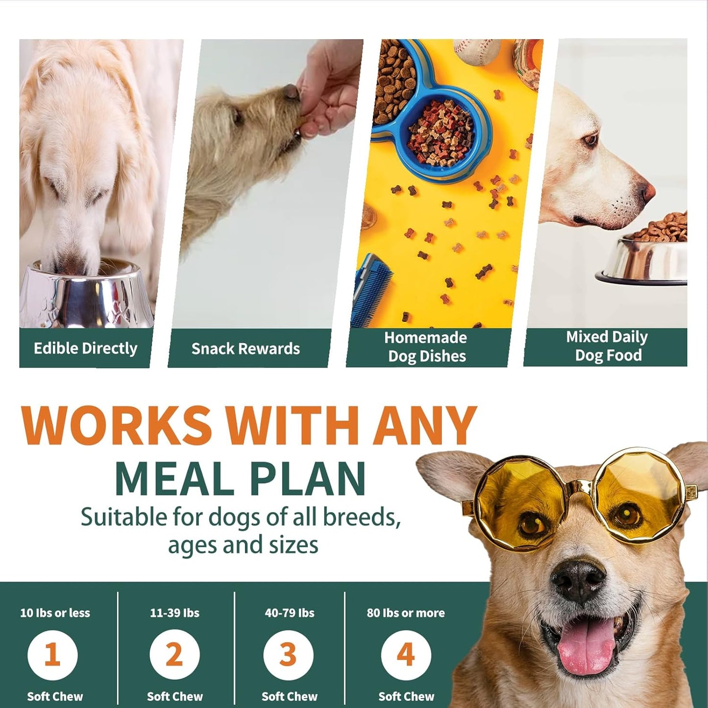 Dog Multivitamin, Glucosamine Chondroitin for Dogs, Dog Vitamins and Supplements, Probiotics, Krill Oil for Hip & Joints, Skin, Coat, Immune Health, Heart, Digestion (120 Chews, Chicken)