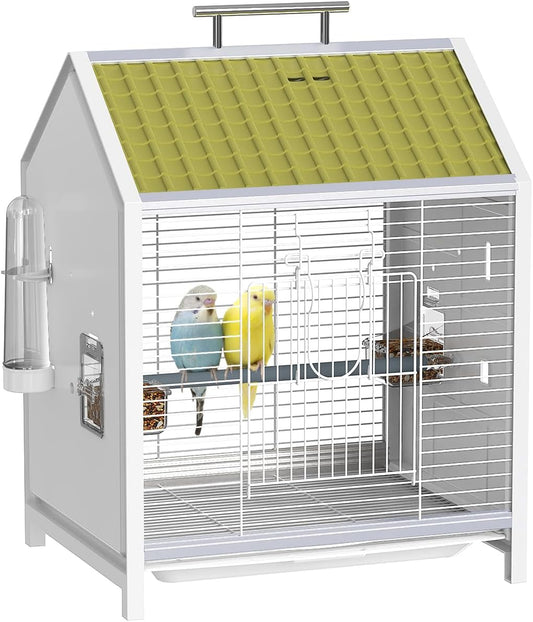 20.5 inch Pet Small Bird Cage, Parrot Cage, Portable Bird Carrier, Temporary Bird Cage in Car, for Home, Outing, Pet Clinic, Temporary Placement, for Small Medium Birds, Green