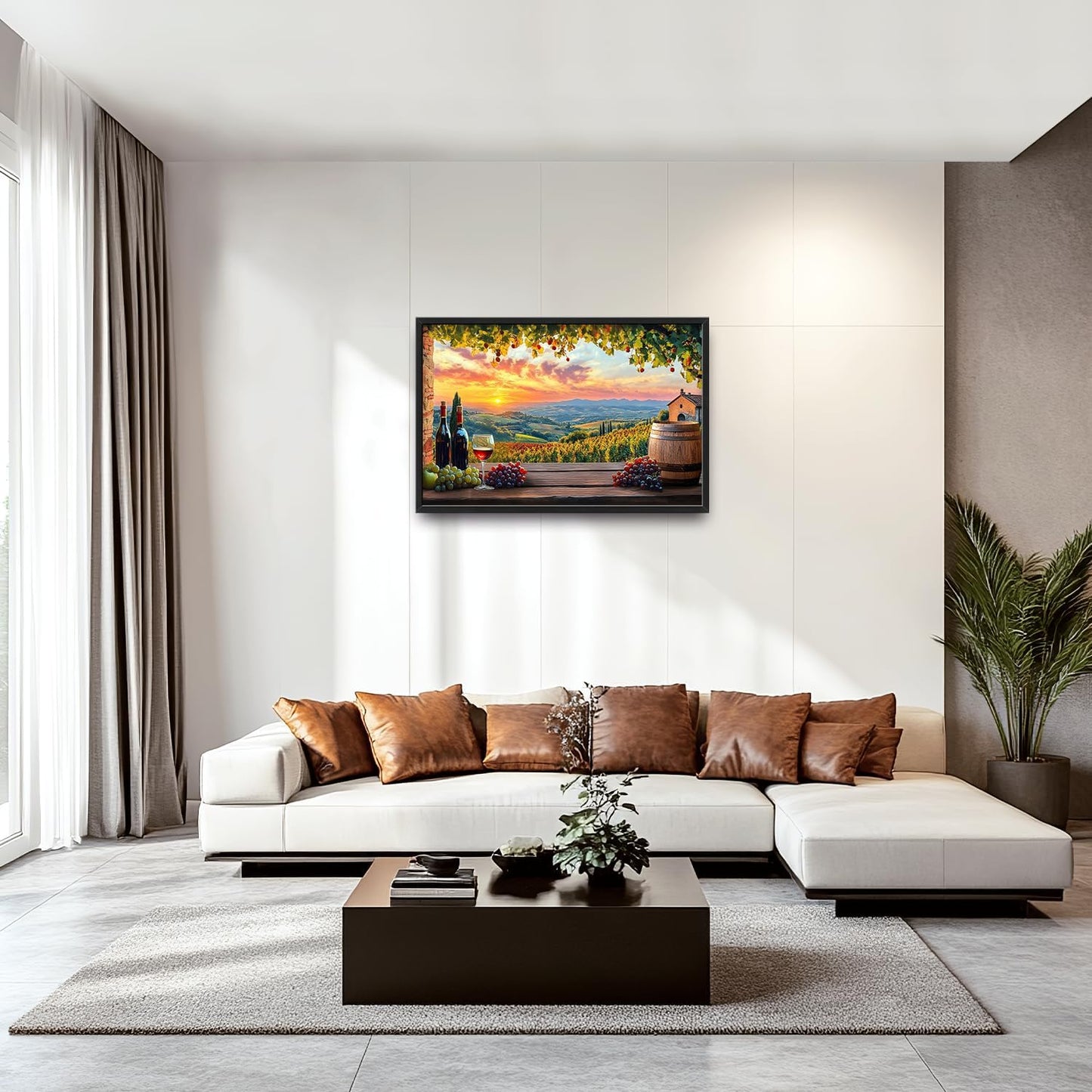 Large Sunrise Landscape Wall Art for Living Room, Sunset Scenery Canvas Oversized Wall Decor for Dining Room, Aesthetics Framed Pictures Painting Print Artwork for Bedroom Office 36L" x 24W"