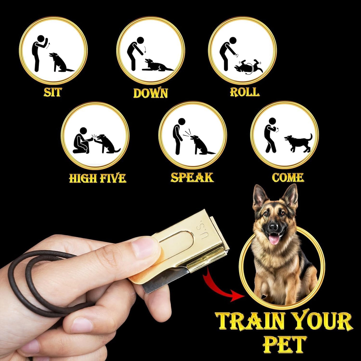 Mythrojan Brass and Steel Pet Training Clicker Puppy Dog Training Cricket Clicker U.S. Engraved WII Military Gear Metal Clicker