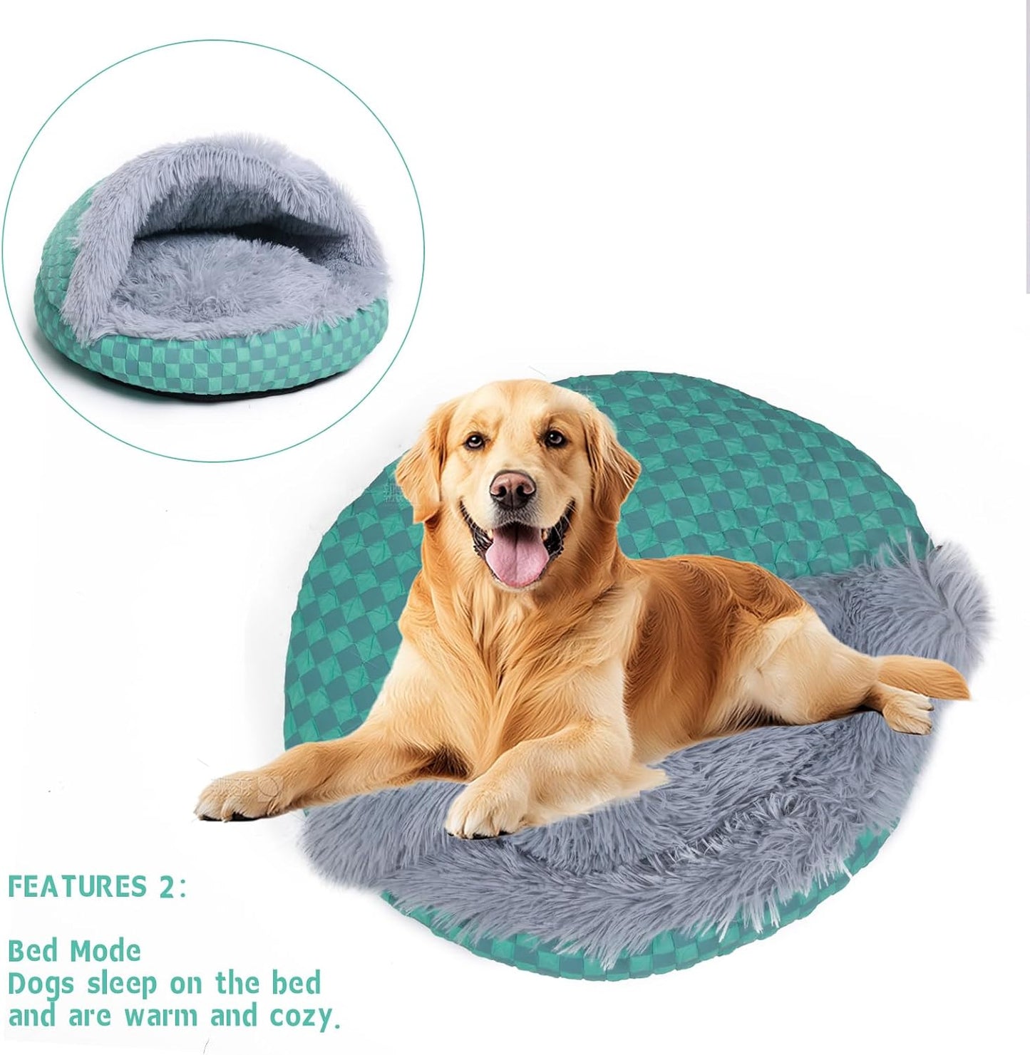 Cat Bed Hooded Plush Nest with Self-Warming Cozy Cave, Calming Anti-Anxiety Pet Bed for Indoor Cats & Small Dogs, Removable Washable Cover & Waterproof Bottom - Gray