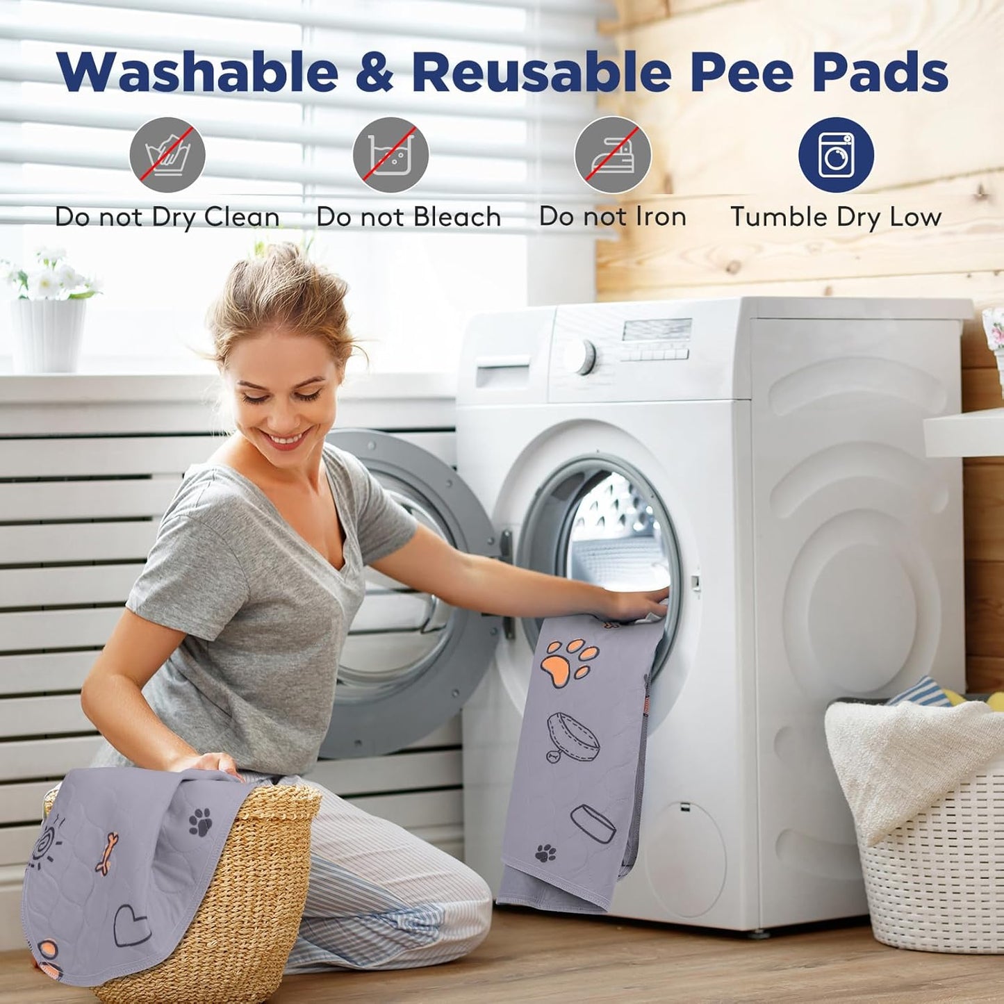 Washable Pee Pads for Dogs, 2 Pack Large 48"x48" Super Absorbent Reusable Training Pads, 100% Waterproof Non-Slip Crate, Whelping, Playpen Mat Bed - Dog Products