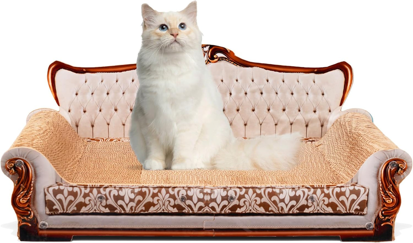 Scratching Sofa, Couch Shaped Thick Scratching Cardboard, Lounge Bed for Indoor Rest&Play, Sofa Scratcher Pad (Silver, 27.6" L X 12.4" W X 11.8" H)