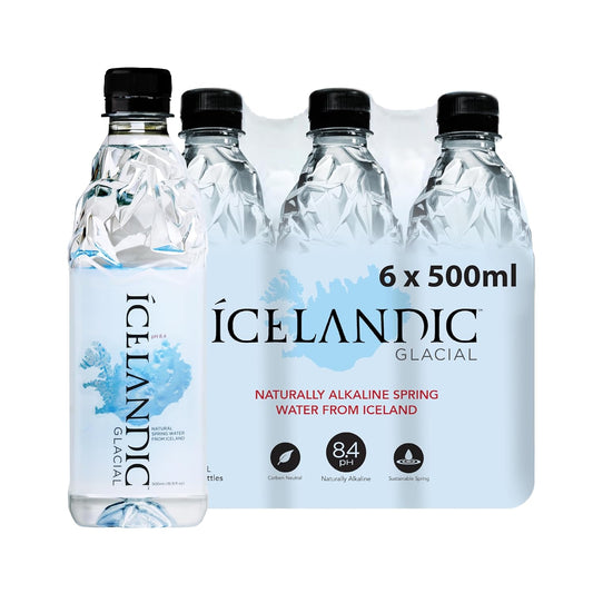 Icelandic Glacial Natural Spring Alkaline Water, 500 ml / 16.9 Fl Oz (Pack of 6)