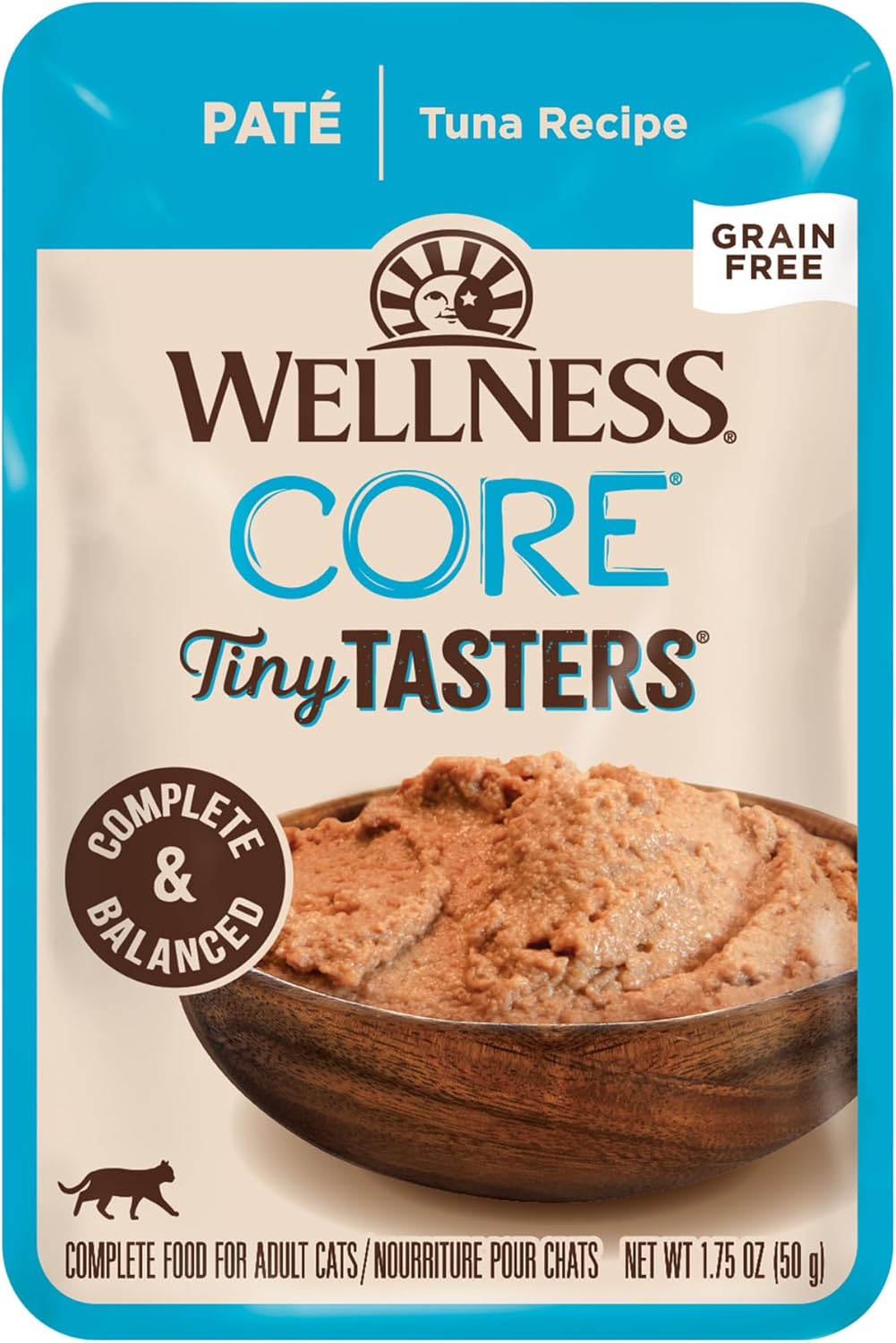 Wellness CORE Tiny Tasters Pate Adult Wet Cat Food, Natural, Protein-Rich, Grain Free, 1.75 Ounce Pouch, 12 Pack (Tuna)