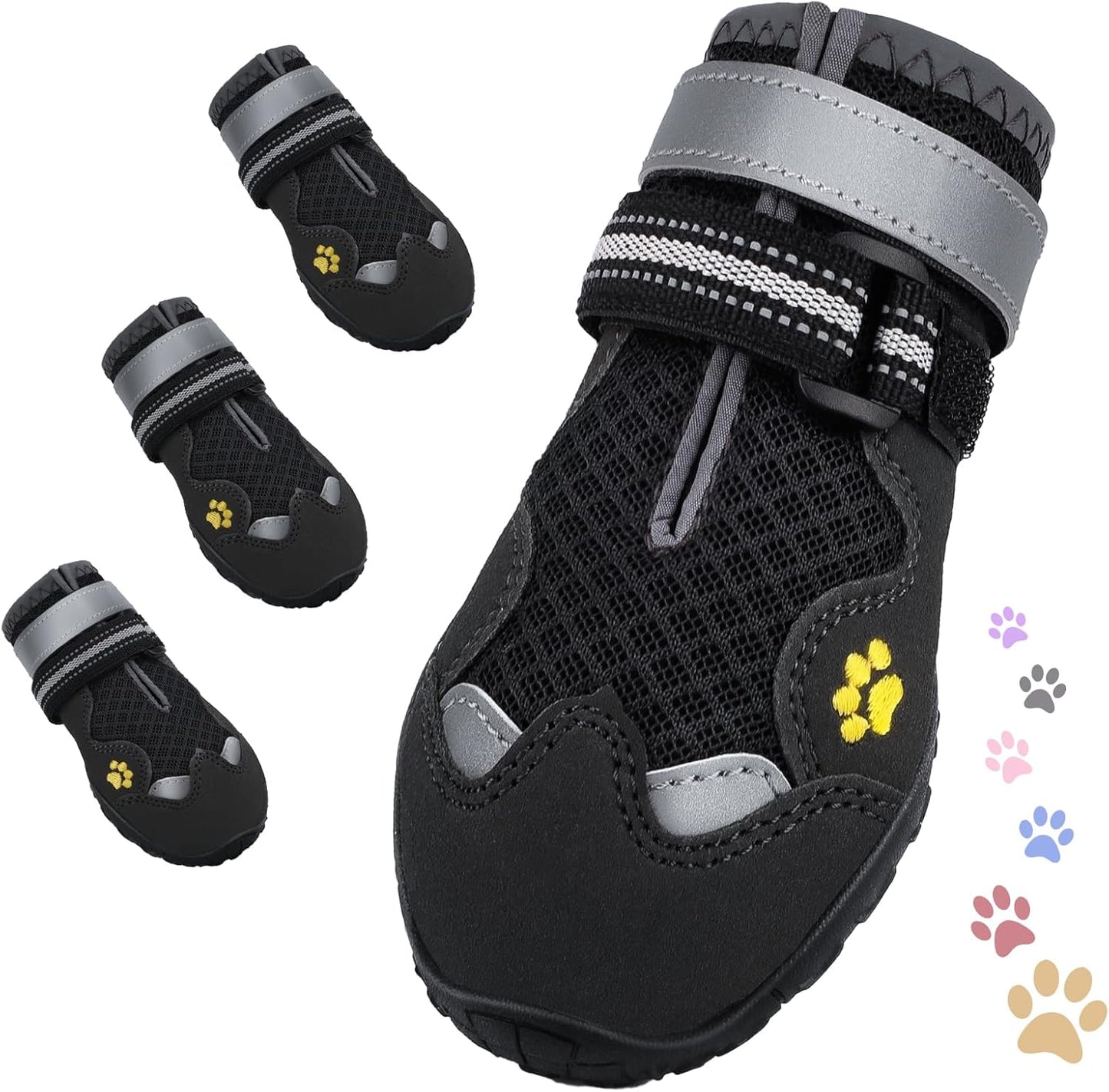 Dog Shoes for Large Medium Small Dog, Mesh Breathable Dog Shoes for Hot Pavement, Anti-Slip Dogs Boots Paw Protectors with Reflective for Outdoor Walking Indoor Hardfloors (Size 1)