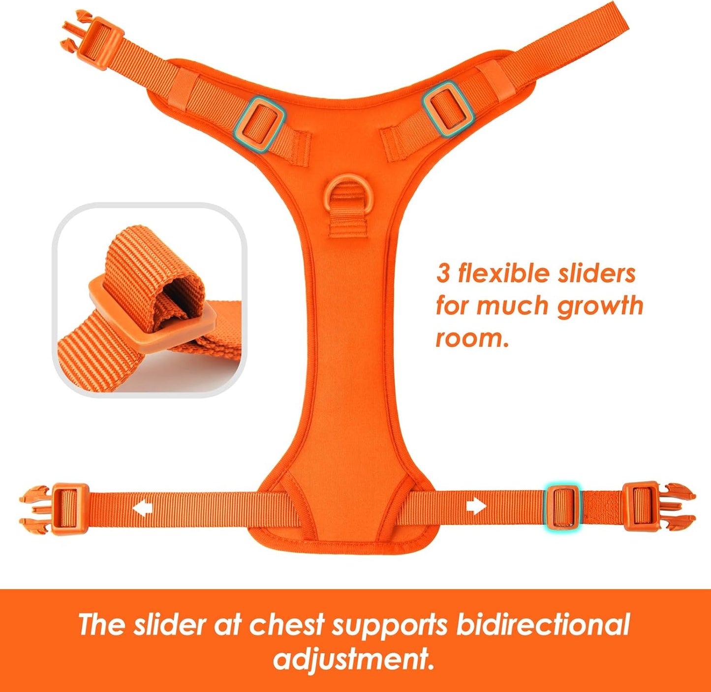 No Pull Dog Harness, Puppy Vest with Front Clip for Small Medium Large Sized Dog(Orange,XL)