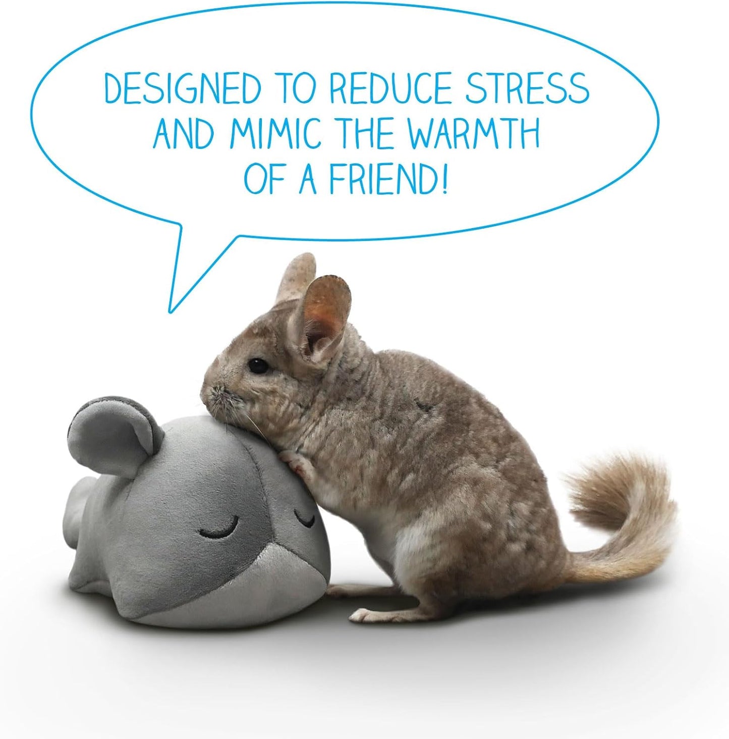 Paw Inspired Chinchilla Cuddler for Chinchillas, Guinea Pigs, Hamsters, Rats, Ferrets, Hedgehogs, Sugar Gliders, Small Animals | 9-Inch Chinchilla Plush Accessory Toy (Gray)