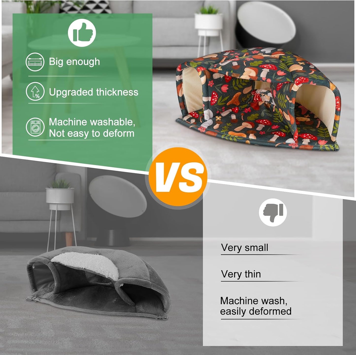 Unicorn Catcher Guinea Pig Hideout - Large Cozy Bed, Warm House, Washable Tunnel Accessories for Small Pets: Hamster, Chinchilla, Bunny