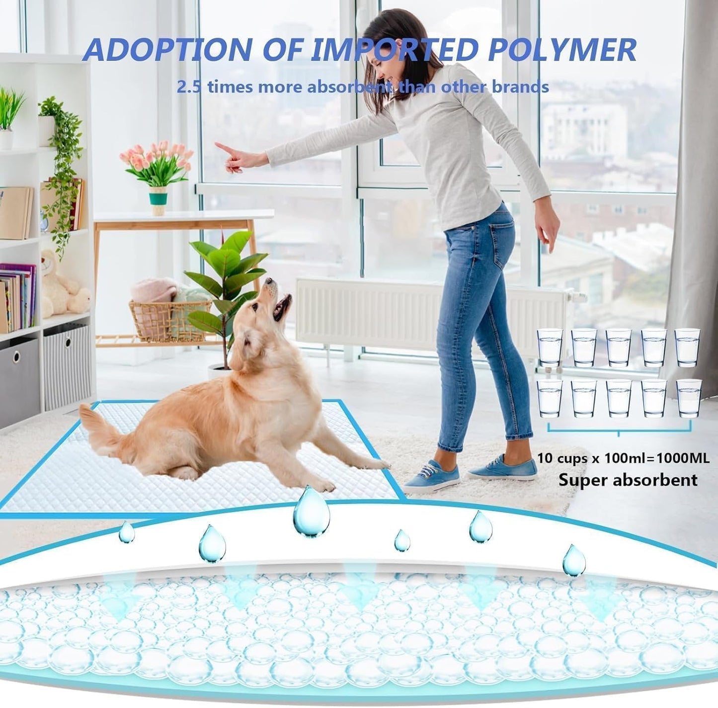 XXXXL Puppy Pee Pads for Dogs 36"x47" 30 Count, Extra Large Dog Pee Pads, Leak-Proof & Super Absorbent Dog Pee Pads, Thicken Disposable Potty Pads Puppy Training Pads for Cats Rabbits