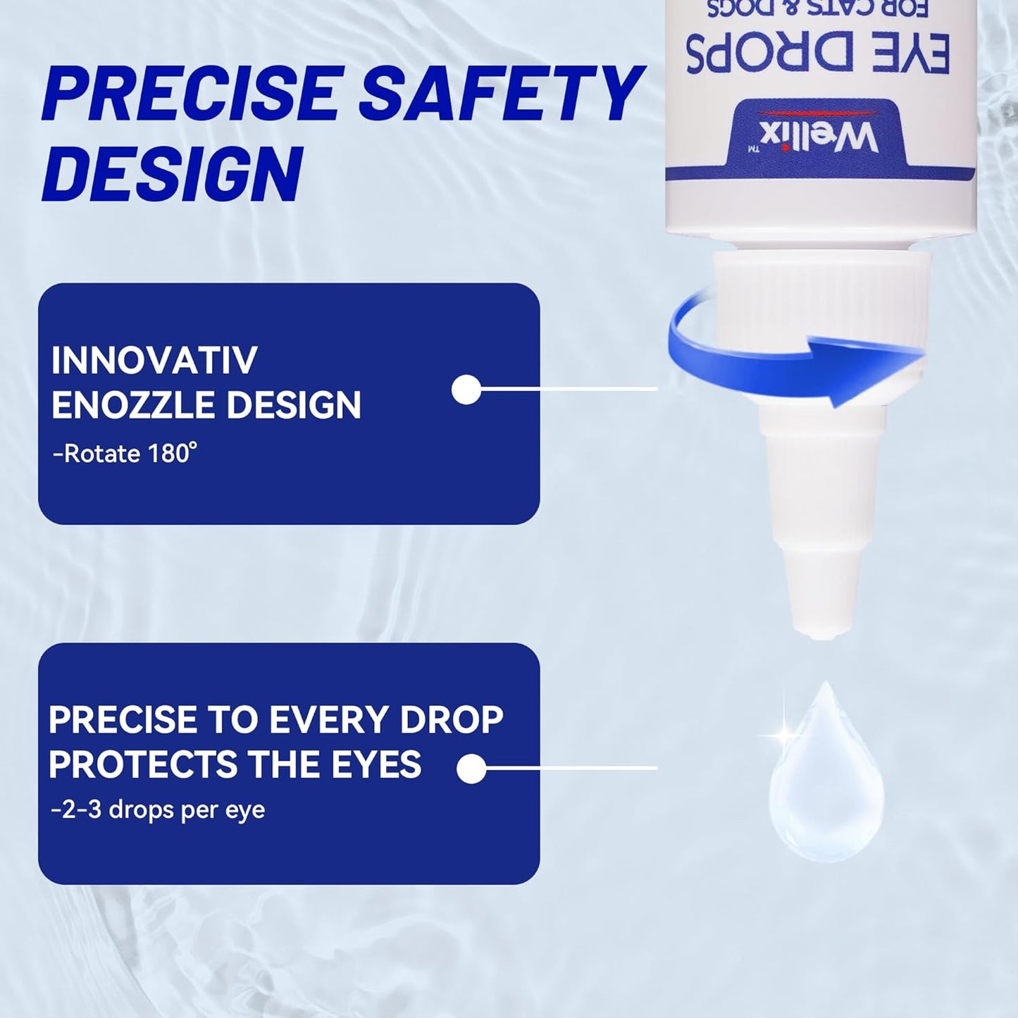 Wellix PET Dog Eye Drops for Dogs&Cats - Dog Eye Infection Treatment to Soothe Eye Allergy, Soothe Dry&Pink Eyes, Dog Tear Stain Cleaner(2X60ml)