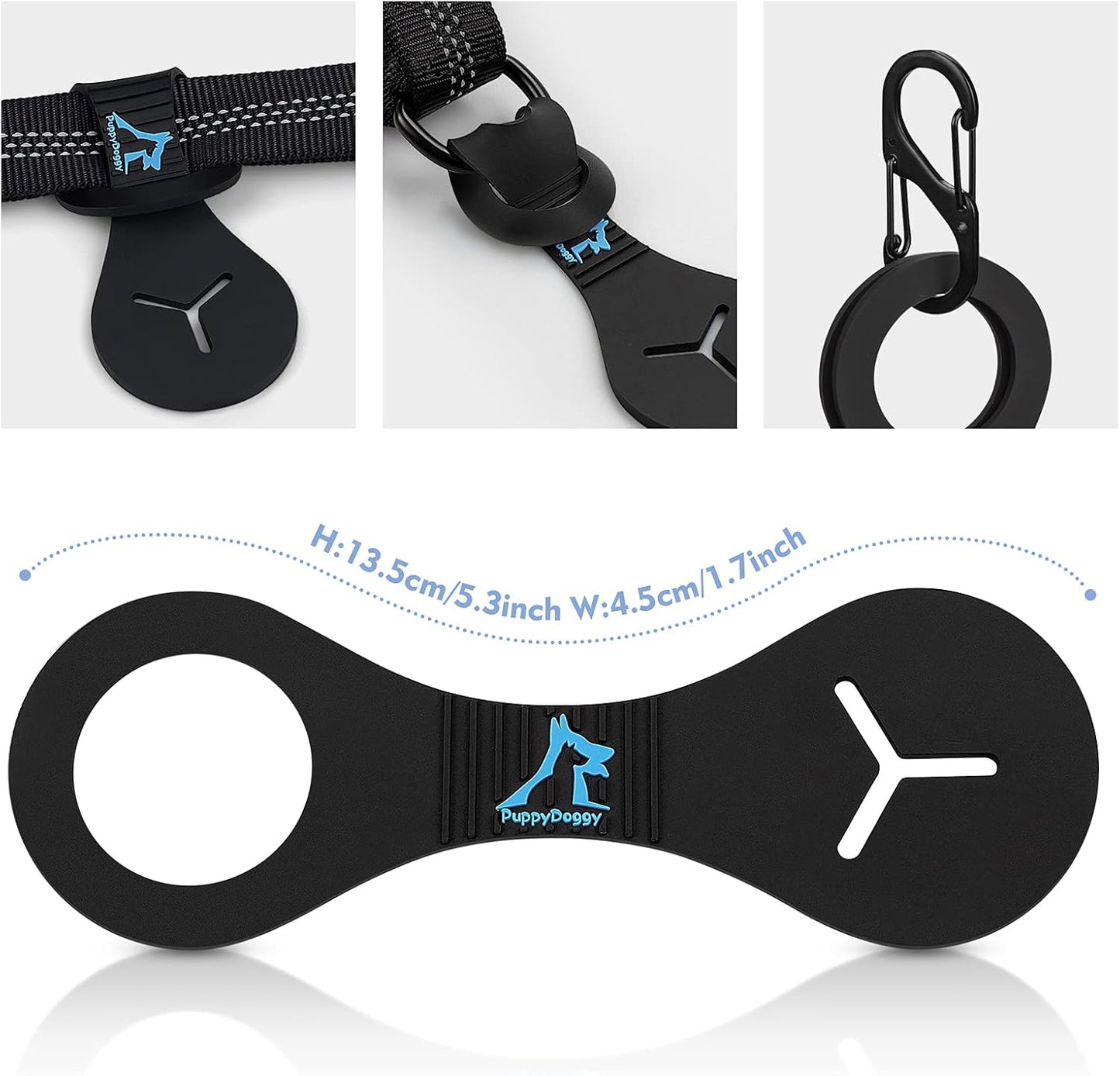 PuppyDoggy Dog Poop Bag Holder for Leash Waste Bag Carrier Dog Poop Bag Dispenser for Walking Running Bicycle Accessory 4 Pieces (Light Green)