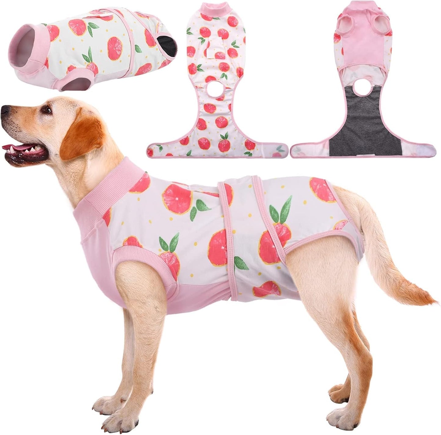Kuoser Dog Recovery Suit Female, Dog Onesie for Surgery, Female Spay and Male Neuter Onesie for Post-Op Care, Prevent Licking Puppy Onesies, Pink L