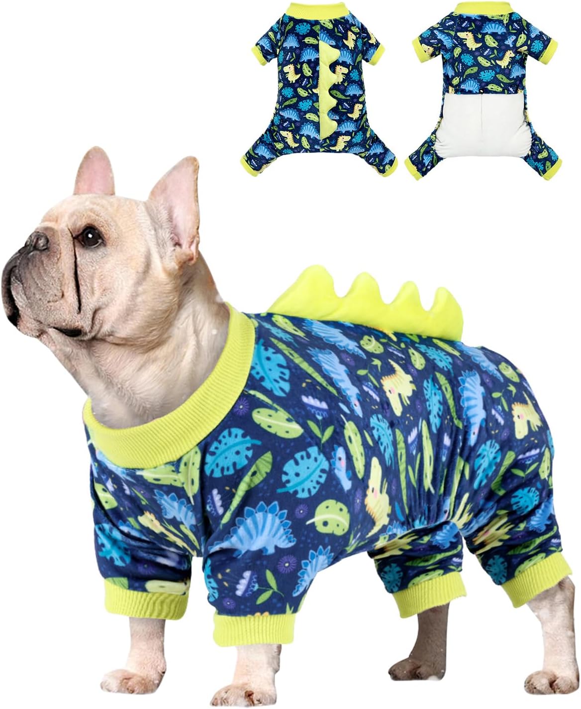 CuteBone Dinosaur Costume Dog Pajamas, Stretchy Spandex Crystal Velvet Sleepwear Coat for Small Dogs, Soft & Warm Pet Outfit Clothes for Cold Weather, Cozy Pullover Design COSP10XS