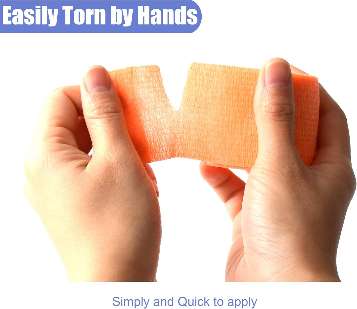 9 Pack 2" x 5 Yards Self Adhesive Bandage Wrap Self Stick Wrap for Ankle, Wrist, Finger, Sports, Breathable Cohesive Vet Tape for Pets (Light Orange)