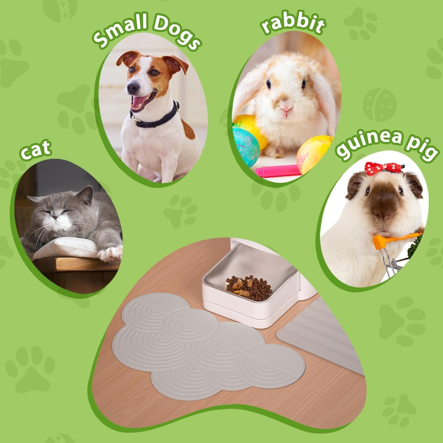 Li&Zhao Dog Food Mat - Cloud Cat Food Mat Pet Food Mat Dog Bowl Mat Waterproof Pet Mats for Food and Water for Floors Waterproof(Gray)